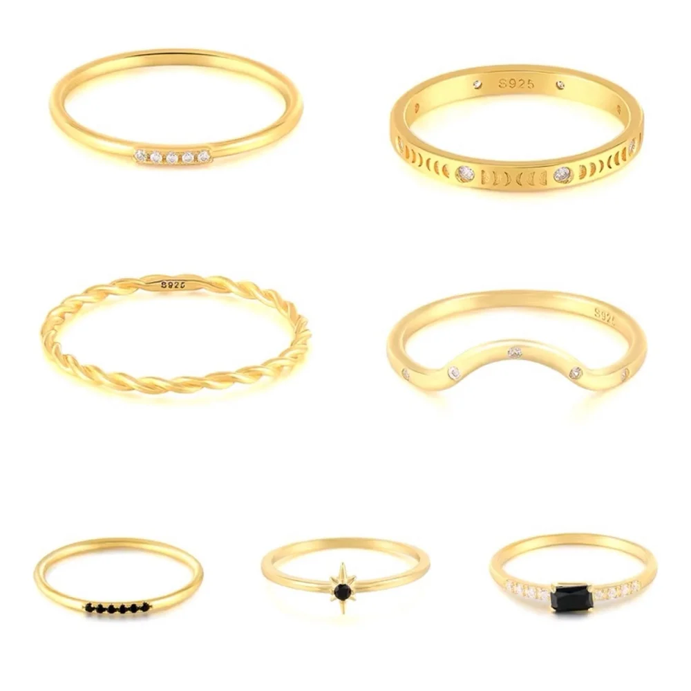 NEW Women's‎ 18k Gold Plated Sterling Baguette Black Onyx Simulated Diamond Ring